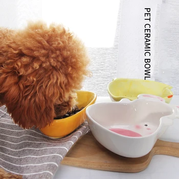

Cat Bowl Food Water Feeding Bowls Cartoon Carrot Rabbit Shaped Ceramic Bowl For Small Animals Hamster Pet Feeder Supplies