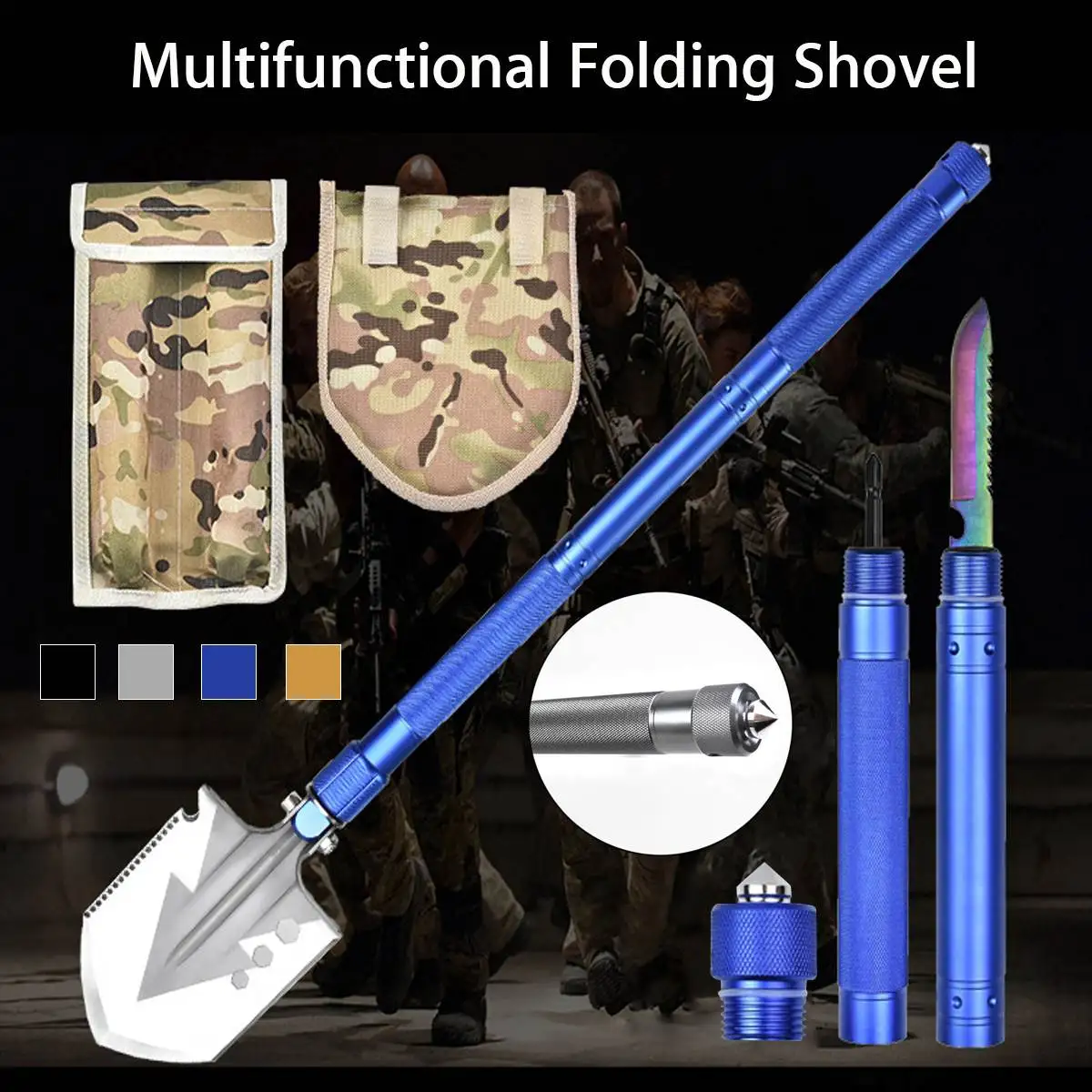 

Multifunctional Military Tactical Folding Shovel Outdoor Camping Portable Survival Emergency Hand Tools Set