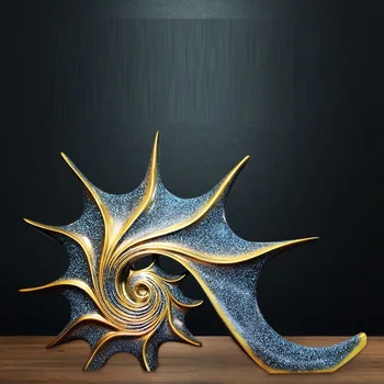 

European Retro Conch Figurine Abstract Sea Snail Animal Art Sculpture Resin Whelk Art&Craft Living Room Office Ornaments R2306