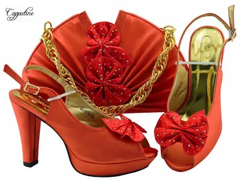 

Beautiful coral sandals with bag series African pump shoes and handbag for party lady MM1079 Heel Height 11.5CM