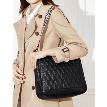 

ZOOLER Genuine Leather Women's Shoulder Bags two Straps Leather Ladies Bag Crossbody Elegant Black Girl Bags#LT330