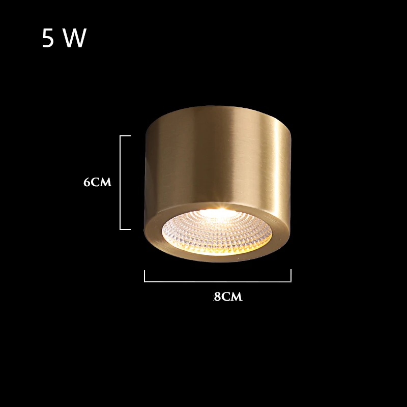 Современные медные потолочные светильники круглые светодиодные потолочные светильники для помещений, гостиной, спальни, отеля, лофт потолочный светильник для кухни - Цвет корпуса: 8cmx6cm 5w