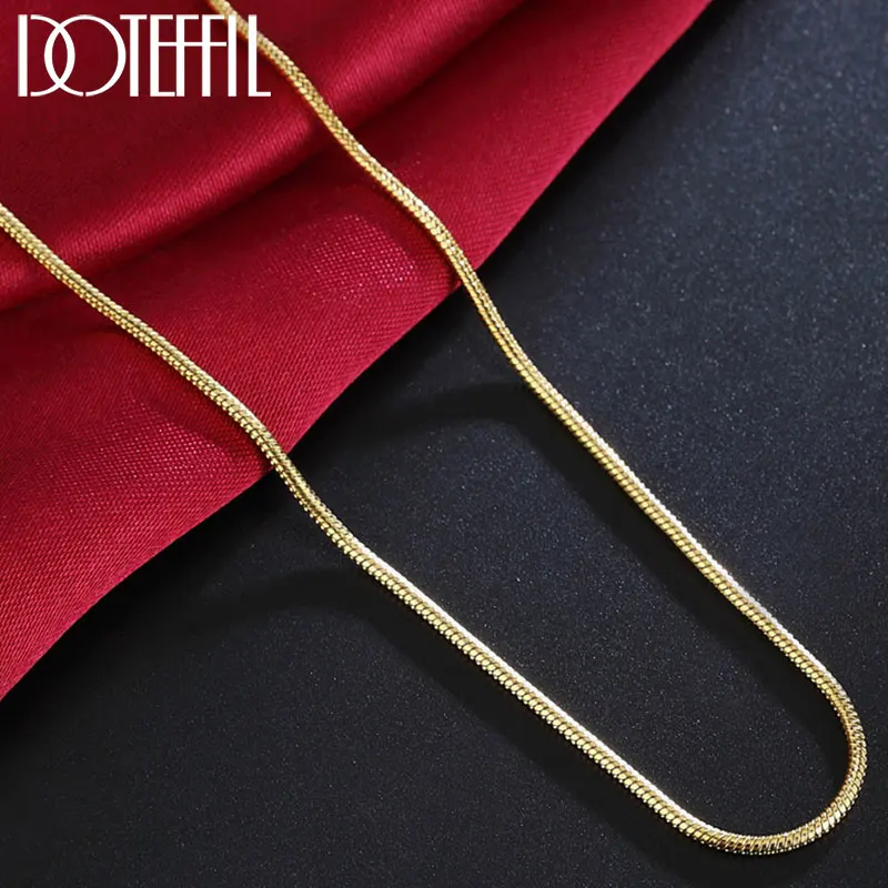 DOTEFFIL 925 стерлингового серебра 16/18/20/22/24/26/28/30 дюймов 2 мм 18k со змеиным узором