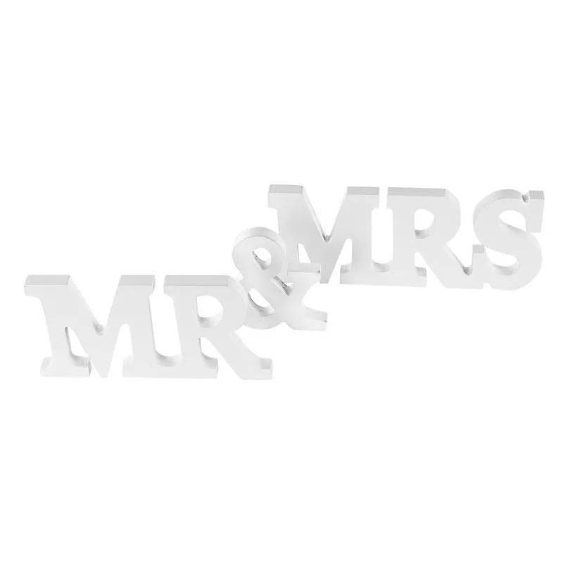 Свадебные украшения Свадебный декор Mr& Mrs День Рождения украшения День Святого Валентина буквы Свадебный знак декор стола - Цвет: Белый