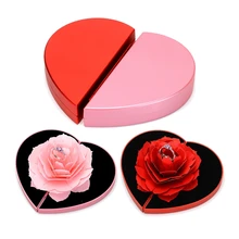 

Folding Rose Ring Box Jewelry Gift Wedding Valentine Engagement Proposal Embossing Paper Flick Open Rose Jewlery Organizer