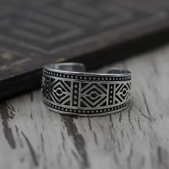 

Retro Open Silver Sterling Silver 925 Ring Thai Silver Personality Nine Door Buddha With Ring