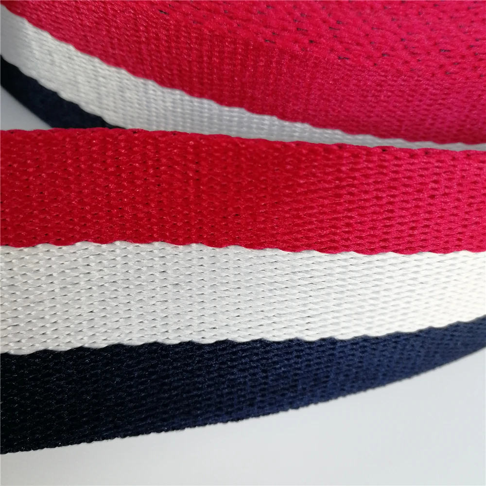 

32mm 1.5" wide webbing 2yards Navy Blue White red Stripe polyester Webbing twill for the sewing belt Bag handle deco