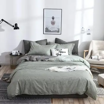 

35 Bedding Set Luxury Green Duvet Cover Bed Set Flat Bedsheet Single Queen King Bedclothes 3-4pcs Bed Linen Nordic Home Textile