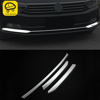 

CARMANGO for VW Volkswagen Passat B8 2017-2019 Car Front Hood Grills Fog Light Chrome Cover Frame Sticker Exterior Accessories