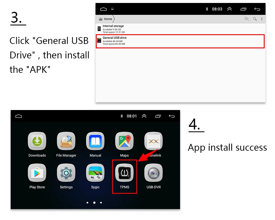 Awesafe USB система мониторинга давления в шинах Система сигнализации Android навигация TPMS с 4 внутренними датчиками для автомобиля DVD плеер навигация