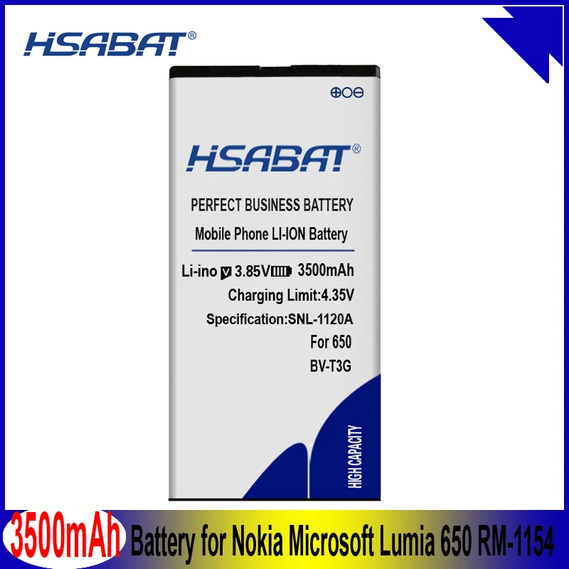 HSABAT 100% Новый 3500mAh BV T3G аккумулятор для Nokia Microsoft Lumia 650 RM 1154 BVT3G|Аккумуляторы
