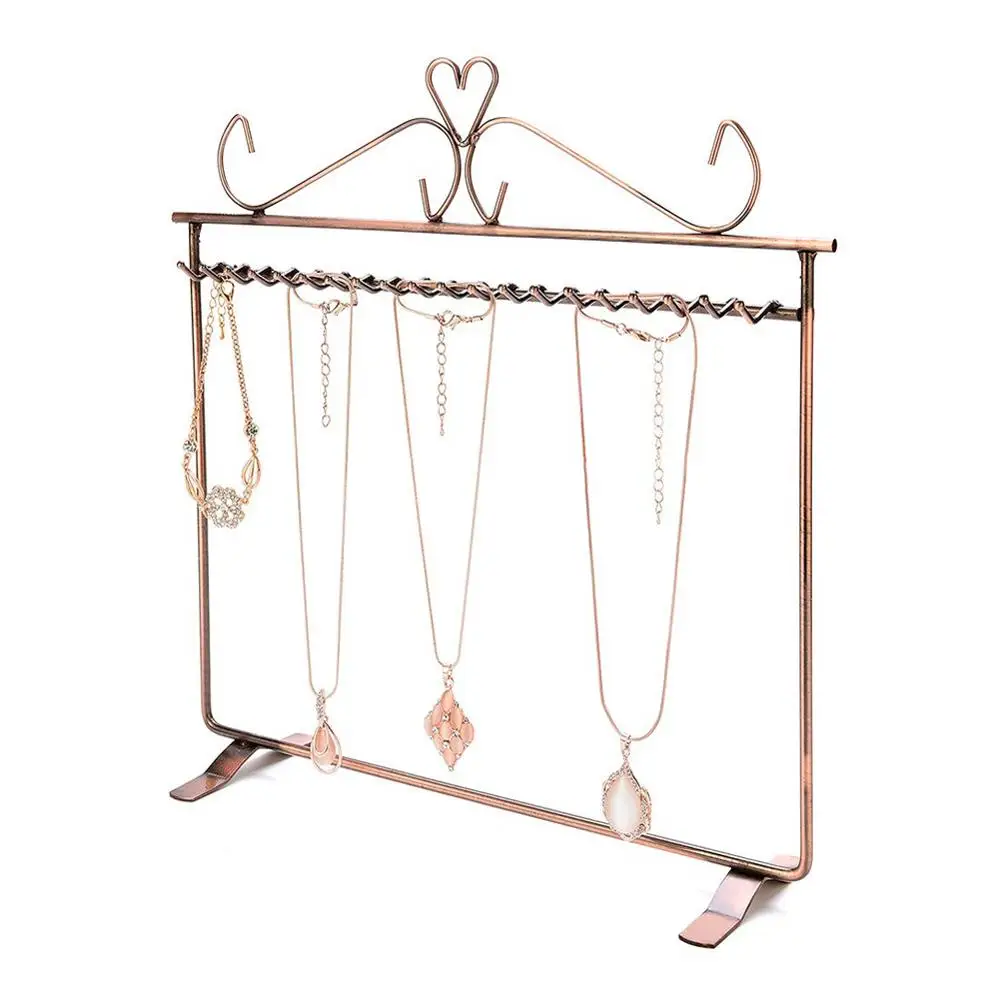 Vintage Heart Design Jewelry Hanger Necklace Earring Durable Metal Rack
