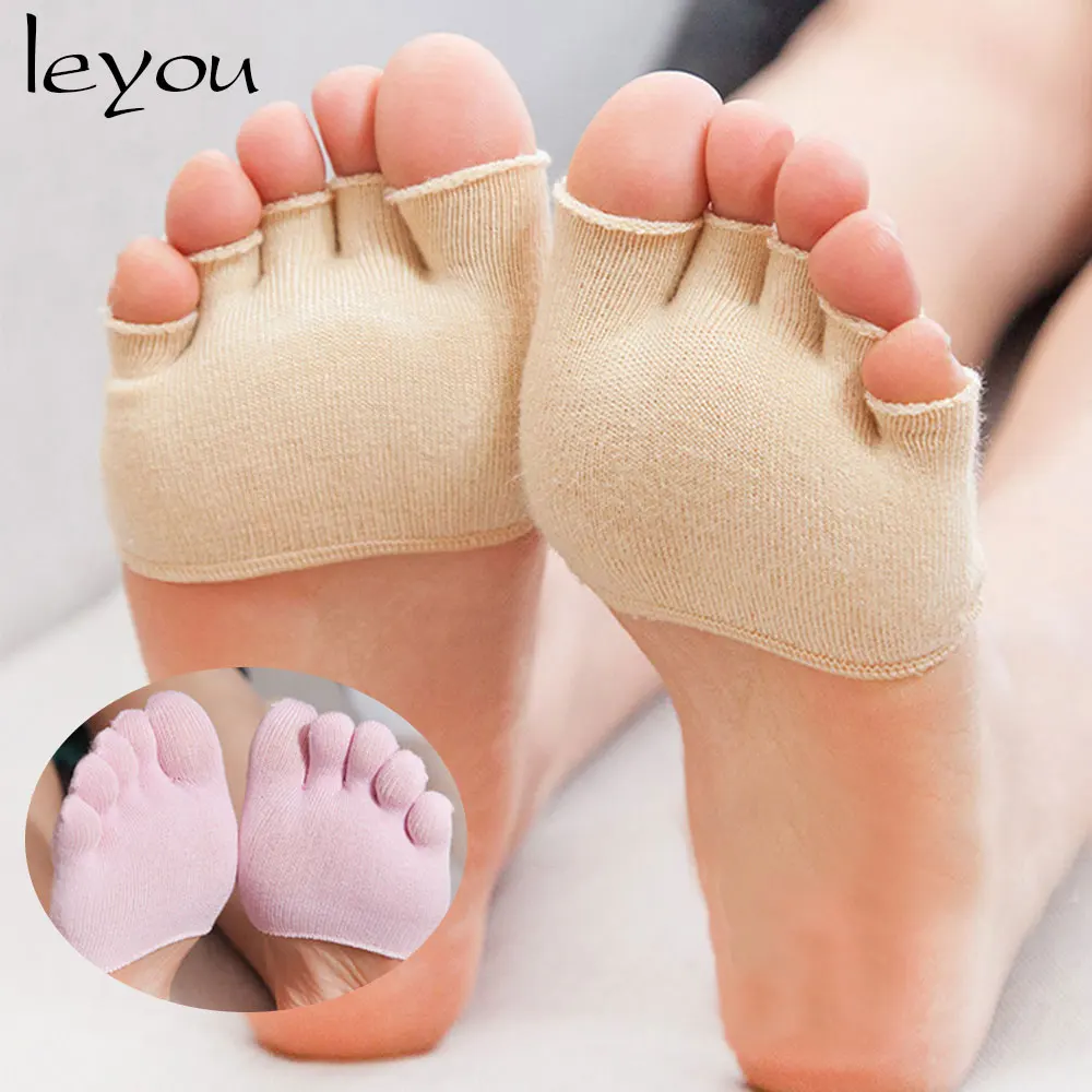 

Leyou Five Finger Half Toe Socks Short Invisible Socks Toe Forefoot Pads Toe Cover Socks Cotton New