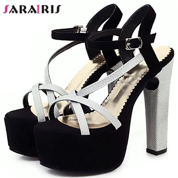 

SARAIRIS Platform High Heels Open Toe Dress Fashion Sandals Women Ankle Strap Sandals Ladies Party Clubwearl Shoes