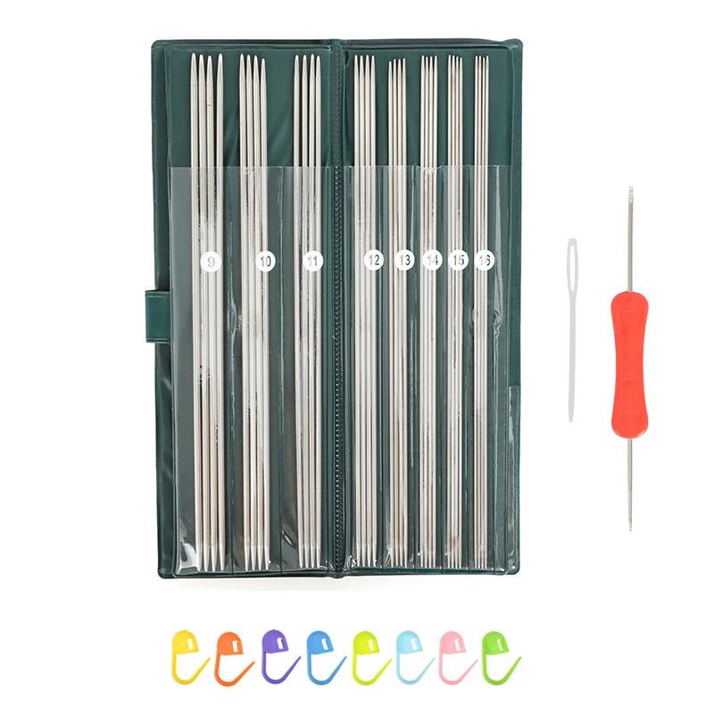 

11Size 44pcs 25cm 36cm Straight Knitting Needles Stainless Steel Yarn Weave Kitting Needles Hook Set With Bag For Women Gift