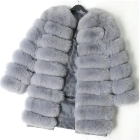 long coat 3 Новинка, женское осенне-зимнее модное пальто из настоящей лисы, зимний женский жилет из натурального меха, приталенная куртка с круглым вырезом, пальто, жилет - Цвет: long coat 3