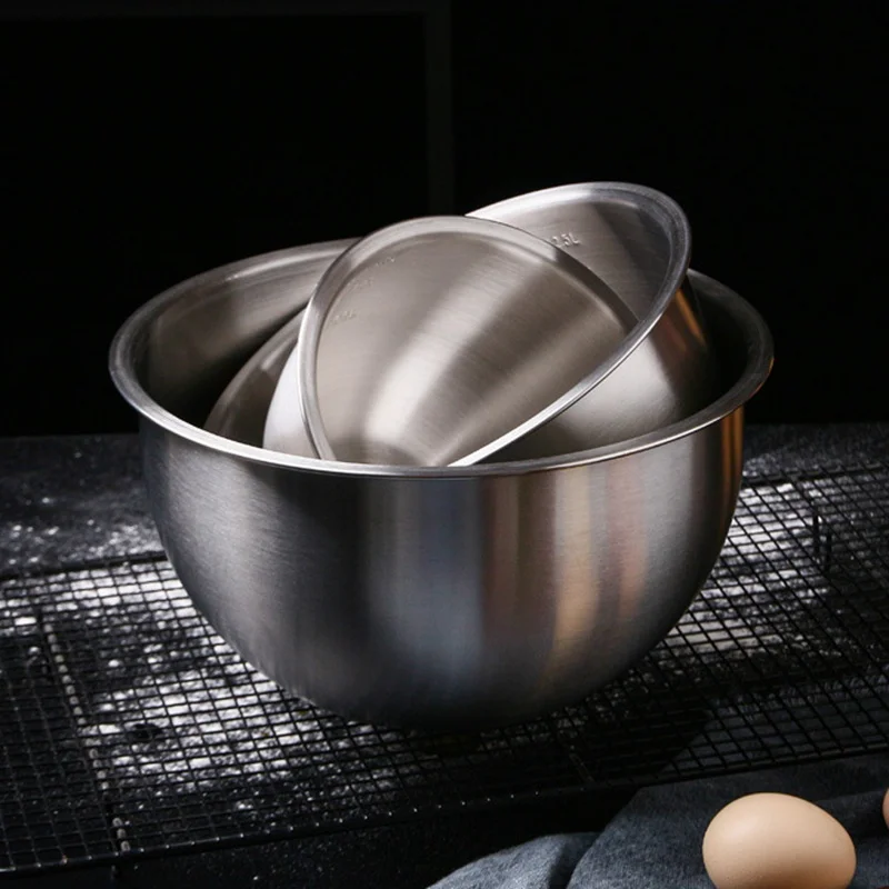 Ciotole in acciaio inossidabile 1.2/1.8/2.5L 304 ciotole da cucina solide  Set ciotole per insalata antiscottatura per la conservazione della zuppa di  cibo - AliExpress