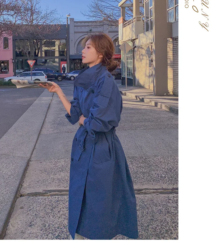 Модное Длинное Пальто для фотосессии в Корейском стиле, осень, стиль, женское платье, Ретро стиль, британский стиль, элегантное, двубортное