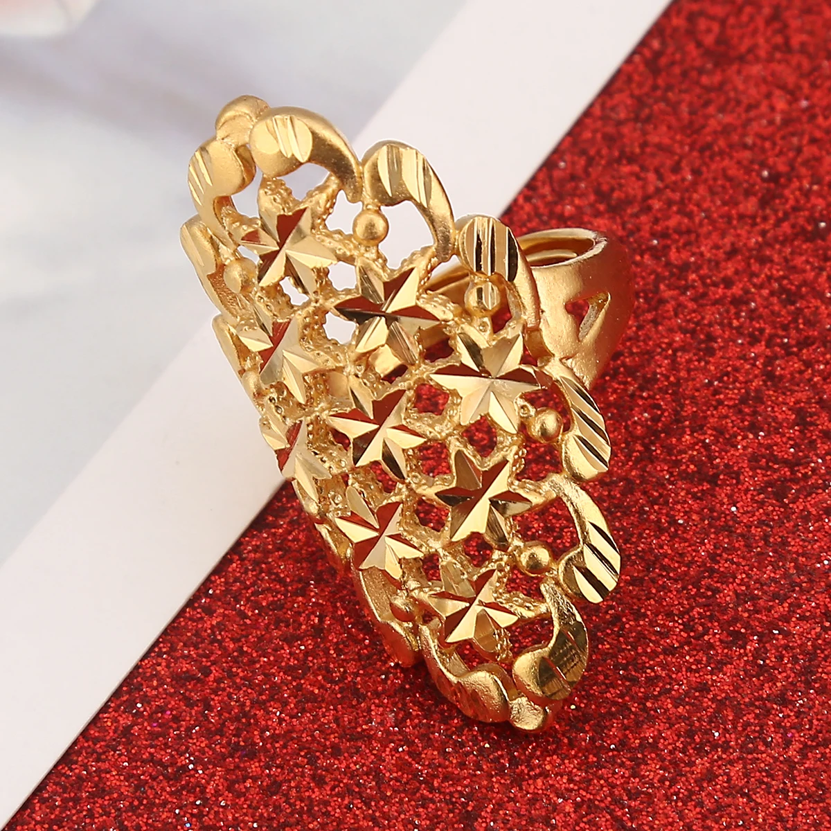 Дубайское золотистое кольцо для помолвки, регулируемое по размеру кольцо для пальцев в эфиопском африканском стиле, дизайнерские ювелирные изделия