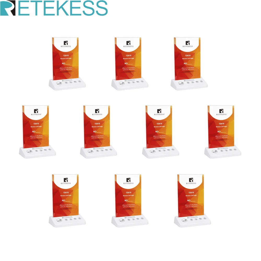 

10Pcs RETEKESS TD018 Restaurant Pager System Table Card Wireless Call Button ASK 433MHz RFID Features For Tea Coffee Bar