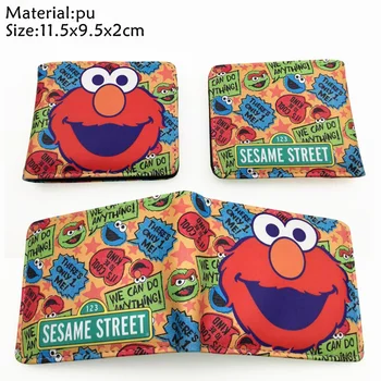 

Sesame Street elmo wallet pu short Bifold Photo Card Holder Cartoon Purse Boys Girls Student Leather coin Pocket moneybag