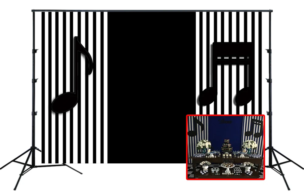 Music Theme Birthday Party Backdrop Black Stripes Banner Kids Music Note  Elegant Photo Background Wall Setter Poster Decoration - Backgrounds -  AliExpress