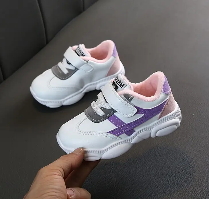 Kids Boots Breathe Boys Sport Trainers Shoes Casual Baby School Flat Leather Sneaker Girls Sneaker Toddler Warm Shoes - Цвет: Розовый