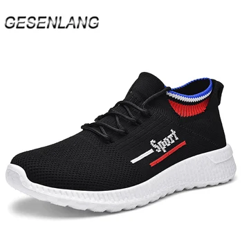 

Men's Flyknit Running Shoes Breathable Soft Spring Outdoor Jogging Sports Shoes Wearable Non Slip Shock Absorption Male Sneakers