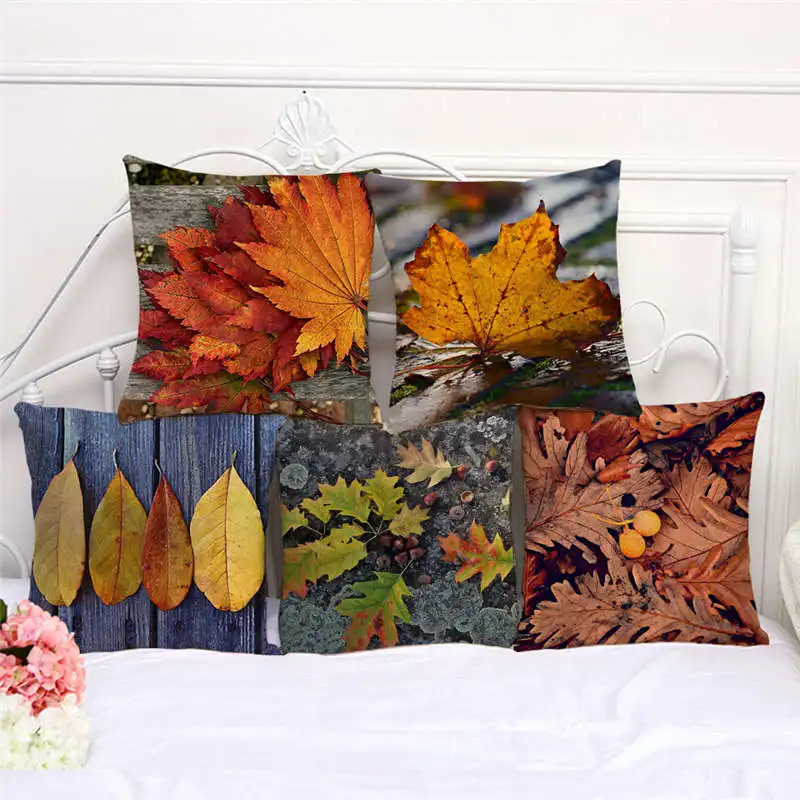 Диванные подушки наволочки Hello осень кленовый лист наволочка на подушку размером