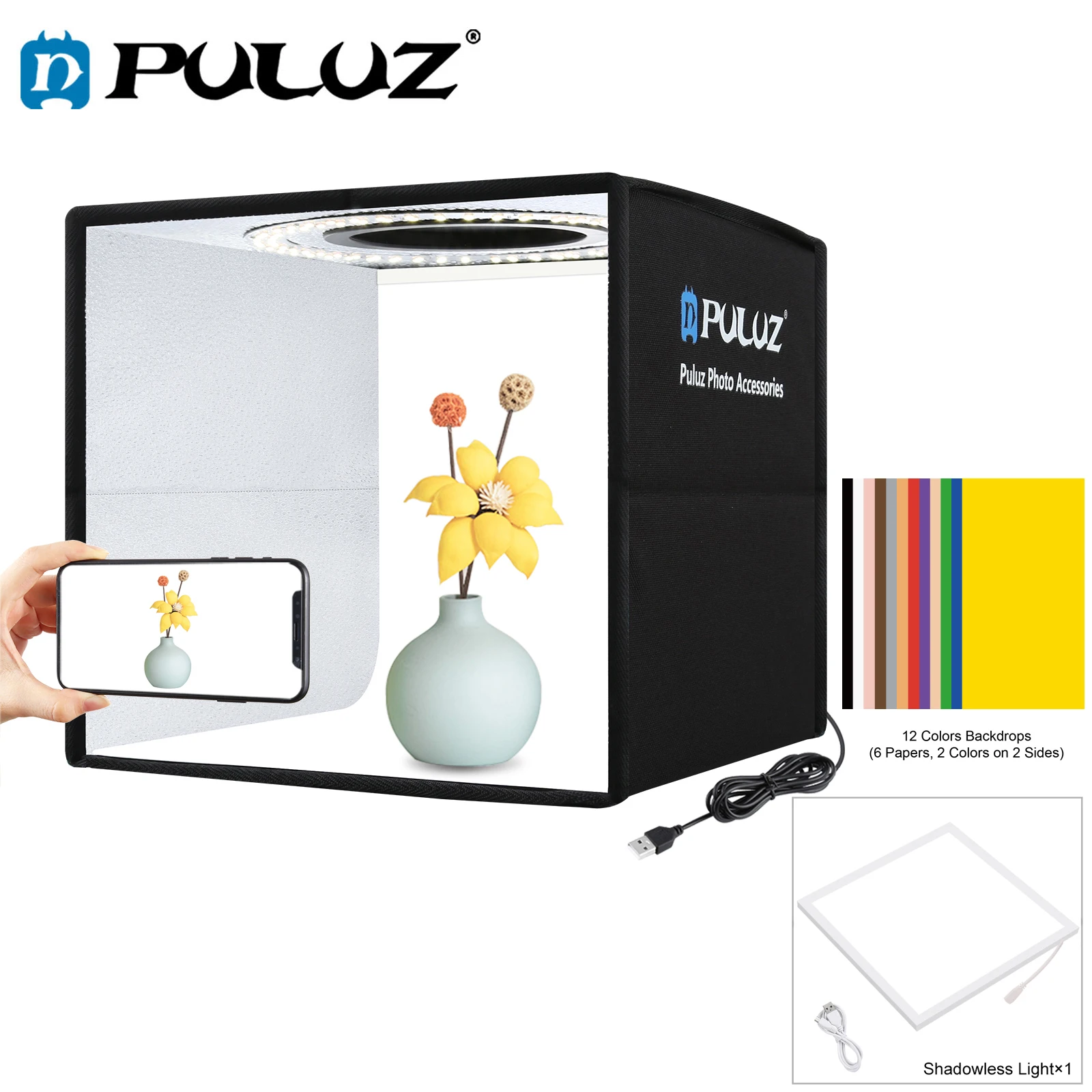 Fotografia Piccoli Oggetti Scatole Fotografiche Anello Lightbox Da 25Cm Kit Di Cuscinetti Per Lampade A Led E Senza Ombre Per Riprese Fotografiche Di 