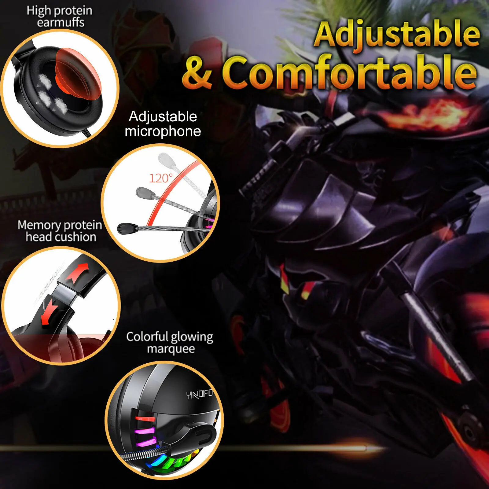 Ottwn New Q2 Game Headphone Stereo Bass Surround With Microphone Gaming Headset Headphone For PS4 Xbox One PC Laptop