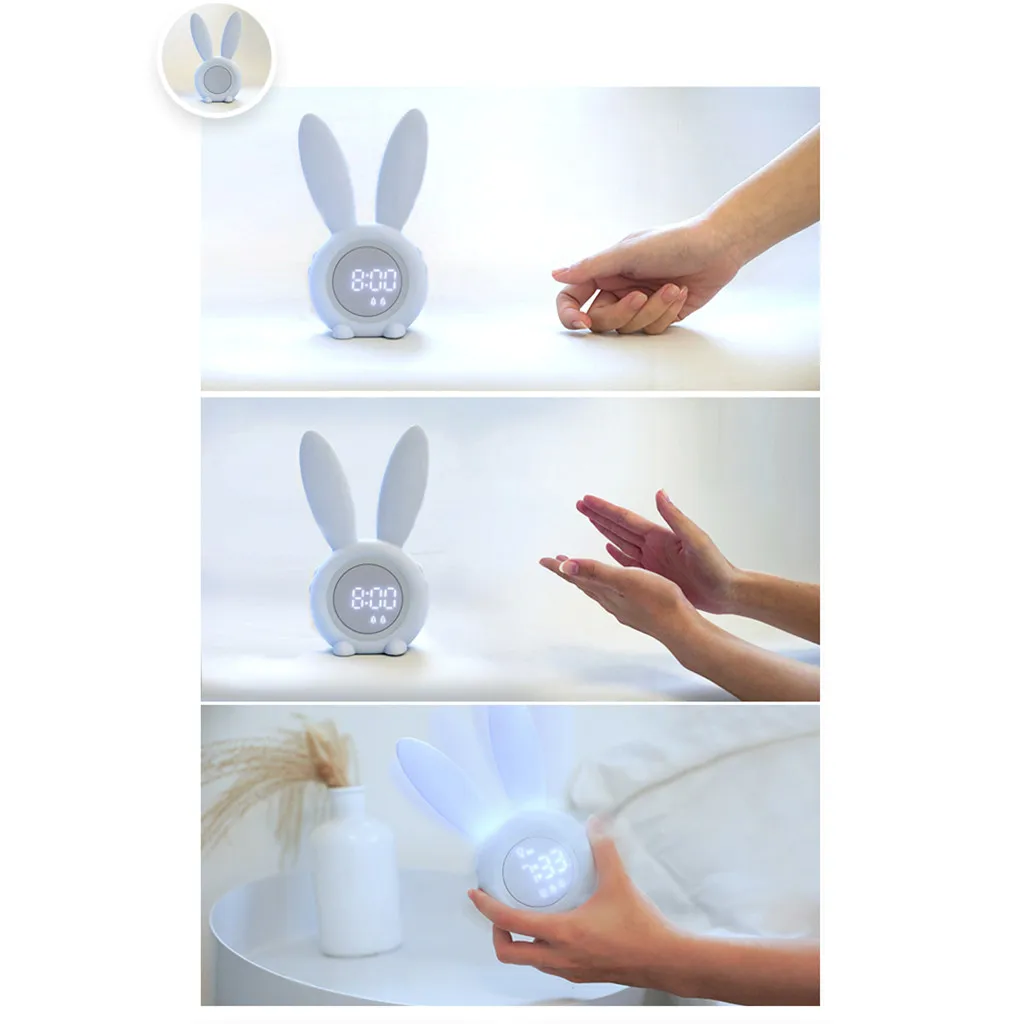 Будильник креативный милый кролик приуроченный ночной Светильник Будильник многофункциональный с индукцией украшение дома# YL10