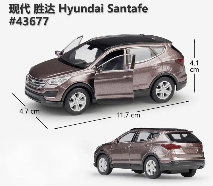 WELLY 1:36 Scale Pull Back Classic Simulation Model Car Hyundai Santafe Diecast Vehicle Alloy Car Metal Toy Car Gift Collection