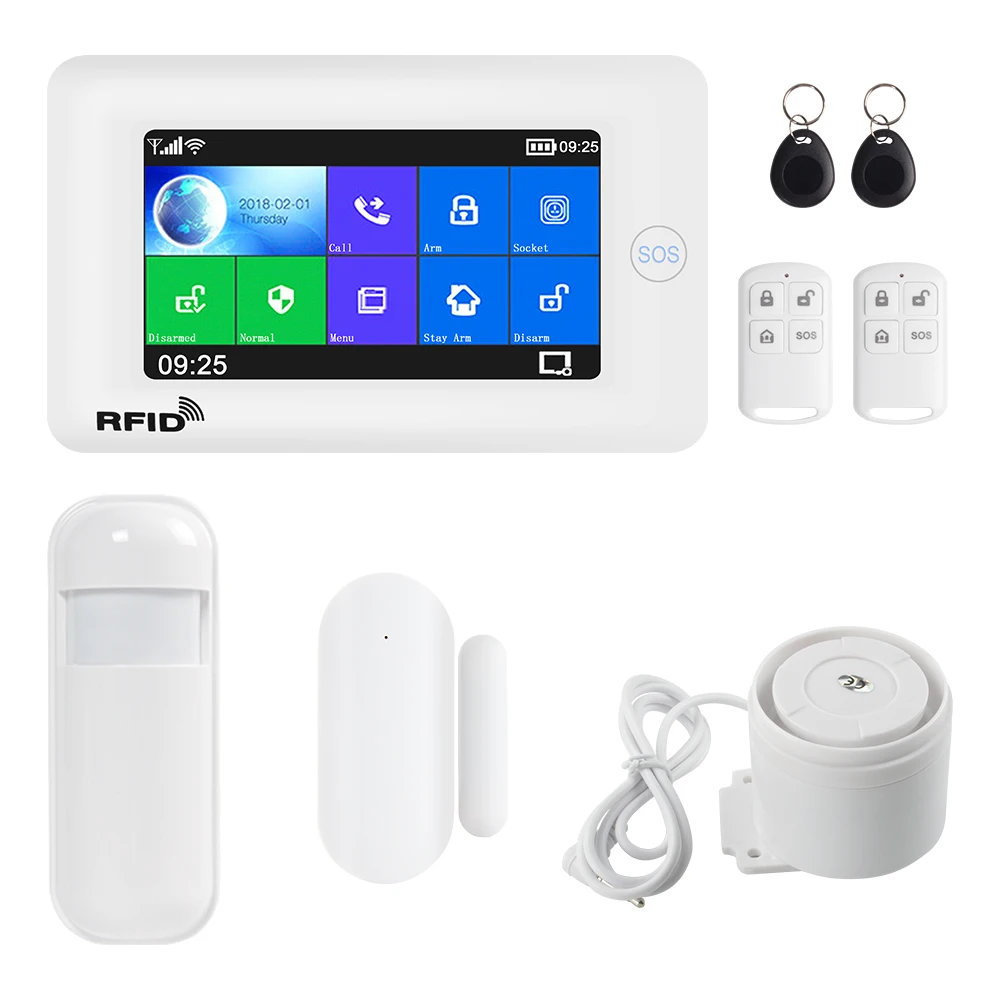 Awaywar Wi Fi GSM домашняя охранная смарт система сигнализации комплект 4 3 дюймовый