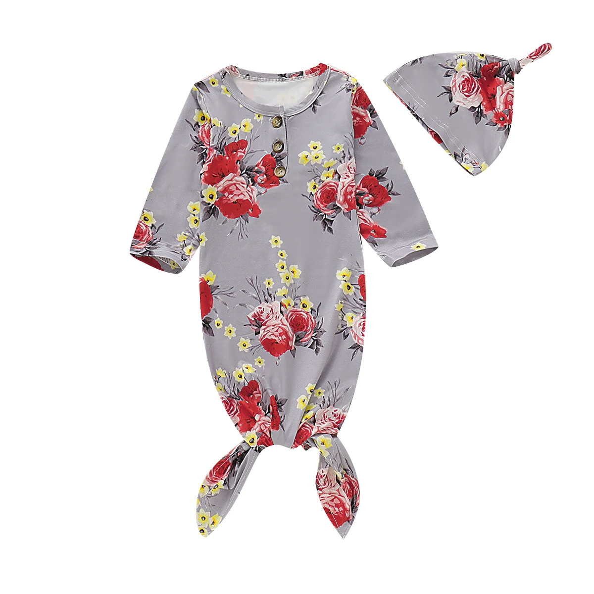 Модное милое одеяло для маленьких девочек; пеленка с цветами; одеяло с длинными рукавами; спальный мешок; комплект со шляпой