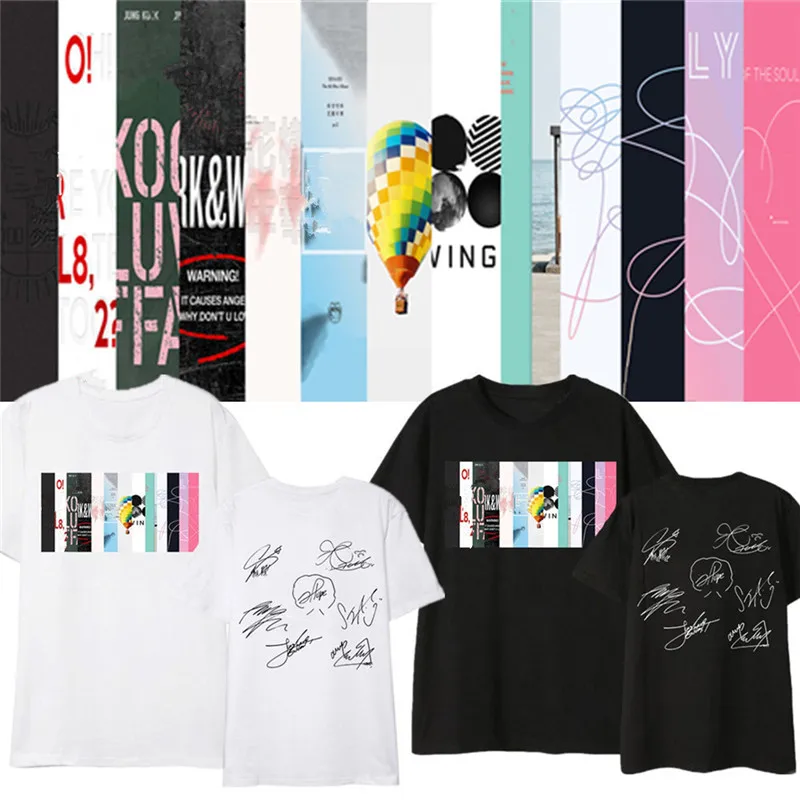 Kpop Bangtan Boys 6 й юбилей альбом должен поддерживать одежду Свободная футболка нижняя