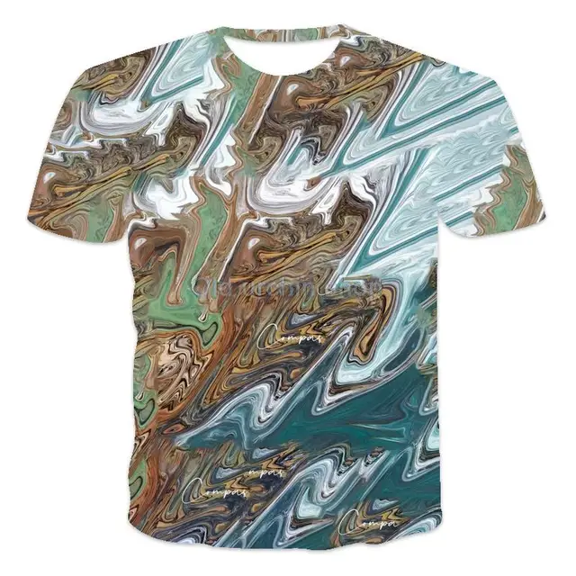 Colorful 3d graffiti printing men's T-shirt fashion tops 2021 summer casual breathable retro style cost-effective summer T-shirt wms064