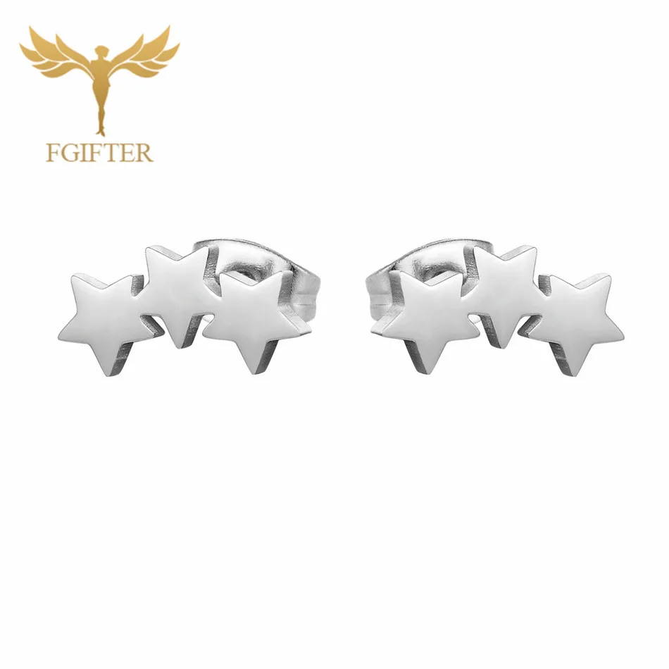 Star Earrings 12pairs/lot Wholesale Star Earrings Set Man Woman Girl Stud Earring Gold Stainless Steel Jewelry Fashion Jewellery - Окраска металла: Star Earrings