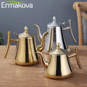 

ERMAKOVA 1L/1.5L Stainless Steel Water Kettle TeaPot Thicker With Filter Hotel Tea Pot Coffee Pot Induction Cooker Tea Kettle