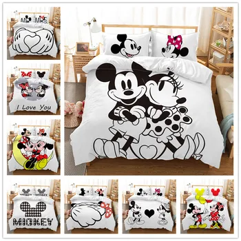 

Mickey Mouse Bedding Set Christmas Gift Soft Home Textiles Bedroom Twin Double Queen King size Children Couple Student bed set