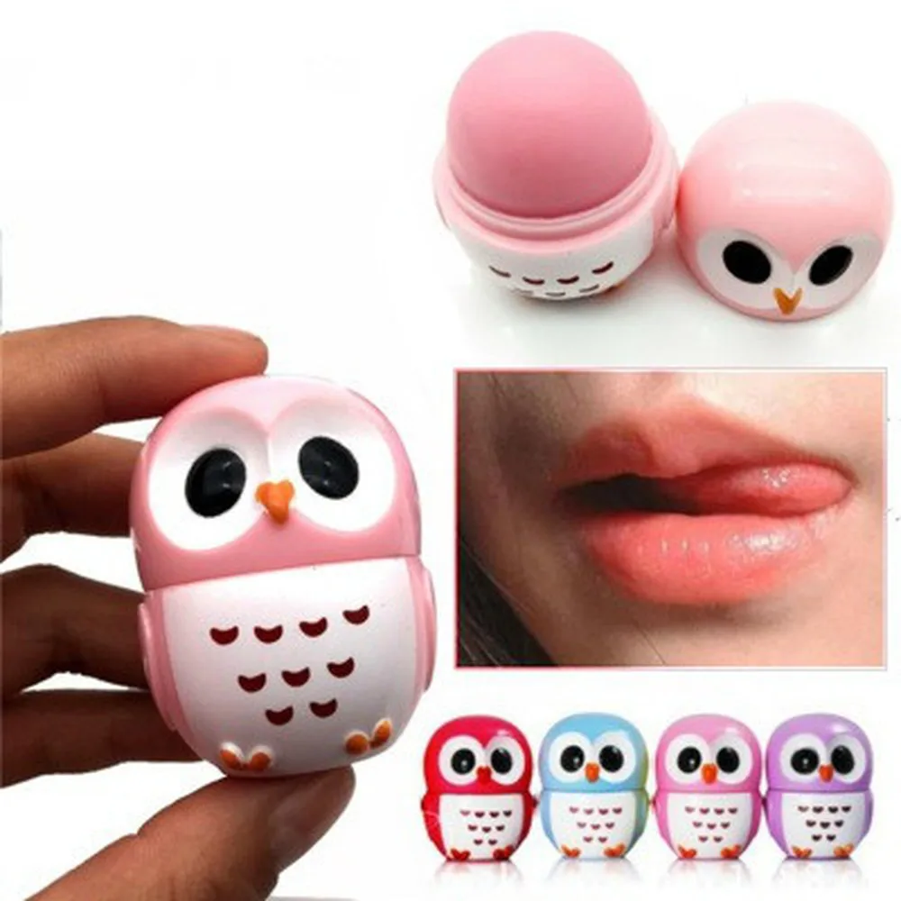 New makeup owl candy color moisturizing lip balm natural plant spherical gloss lipstick fruit |