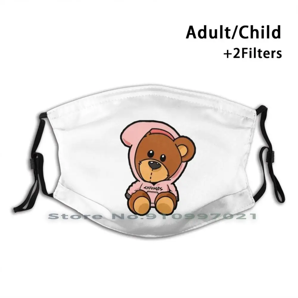 

Changes Teddy Justin Print Reusable Mask Pm2.5 Filter Trendy Mouth Face Mask For Child Adult Changes Justin Hailey Baldwin