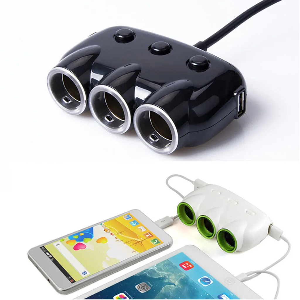 Покупка автомобильное зарядное устройство с двумя USB 3 гнездами подходит для 12 В, 24 В автомобиль совместим с IphoneMobile телефон зарядки артефакт