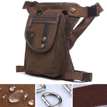 

Motorcycle Waist Pack Canvas Pouch Belt Retro Outdoors Portable Fashion Adjustable Travel Drop Leg Bag Multi Pocket Cycling #2