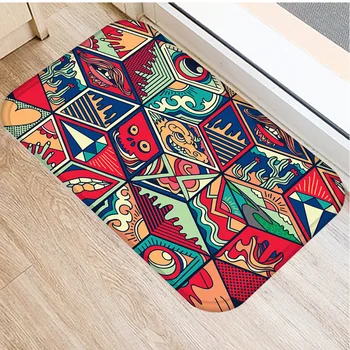

40x60cm Cute Diy Print Floor Mat Bathroom Ground Mat Slip Door Bath Pad Rug Living Room Carpet Vintage Geometric