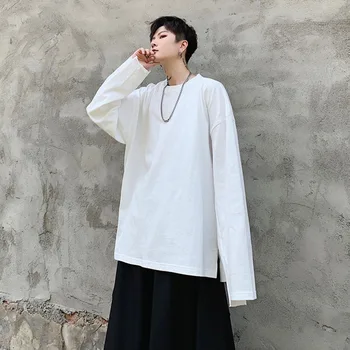 

Male Streetwear Hip Hop Fashion Hip Hop Tshirt Pullover Tees Shirts Men Long Sleeve O-neck Loose Black White Casual T Shirt