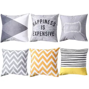 

HOT Wavy Line Letter Square Throw Pillow Protector Case Cushion Cover Sofa Bed Decor