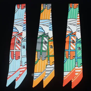 

2020 New Fashion Small Ribbon Hair Scarf Headband for Women Bag Silk Scarfs