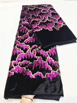

African Velvet Lace Fabric with Sequins 2020 High Quality Lace Latest Nigerian Lace Fabrics For Wedding Dress
