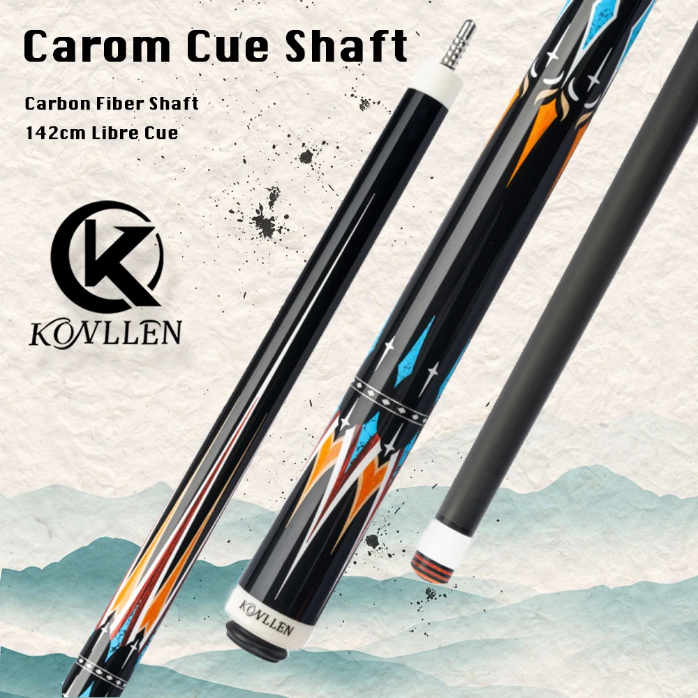 KONLLEN-Biliard Carbon Fiber Billiard Cue Stick, Carom Cue Stick, 3 Cushion, Carbon Fiber, 142cm, Libre Cue